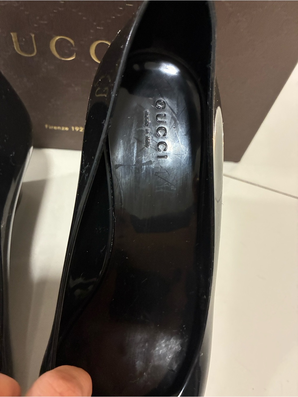 Gucci Marola Black Jelly GG Peep Toe Wedge Sandals Size 38 US 8 Like New Box - Picture 14 of 17